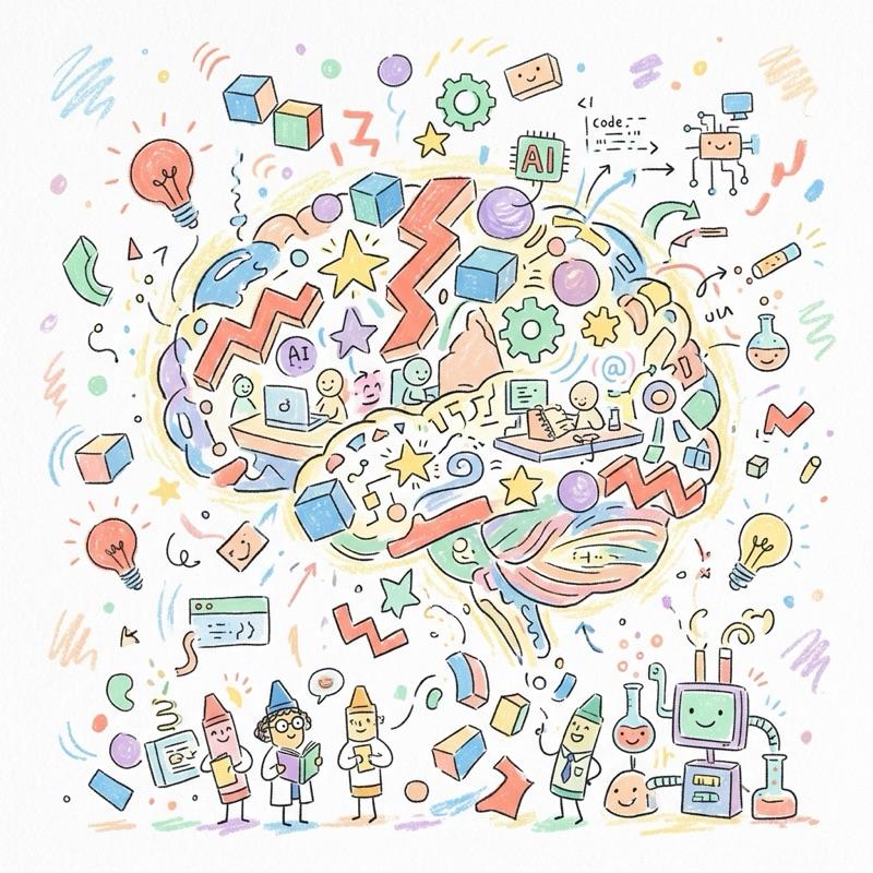 Illustration of ideas and AI research
